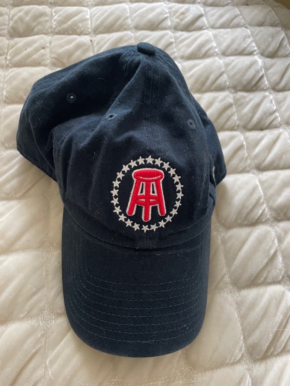 47 Brand Navy Blue Hat with Red & White Barstool Logo